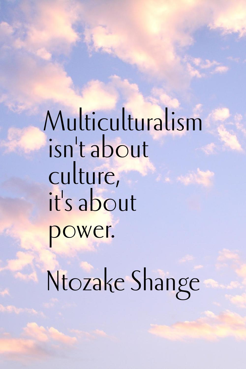Multiculturalism isn't about culture, it's about power.