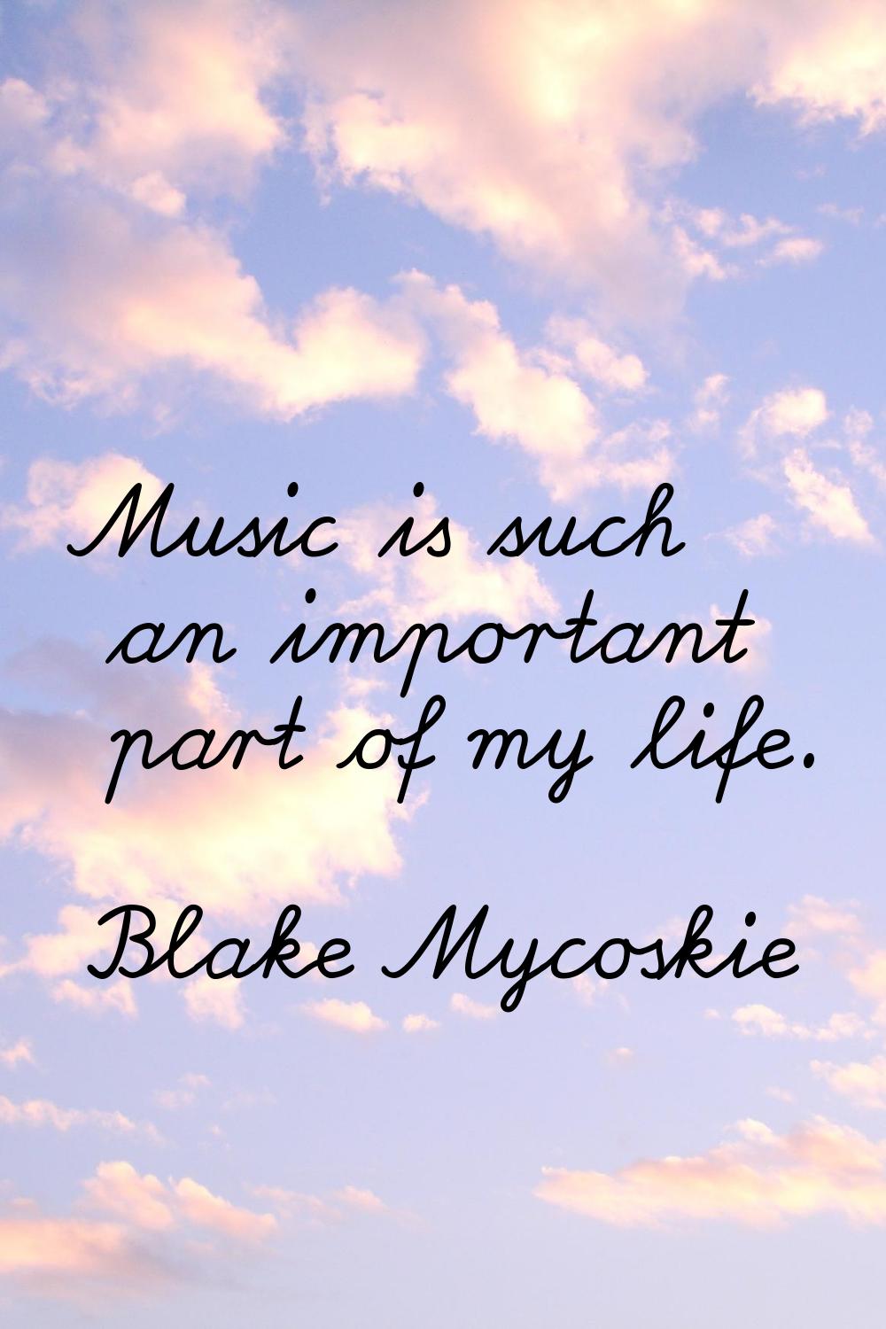 Music is such an important part of my life.