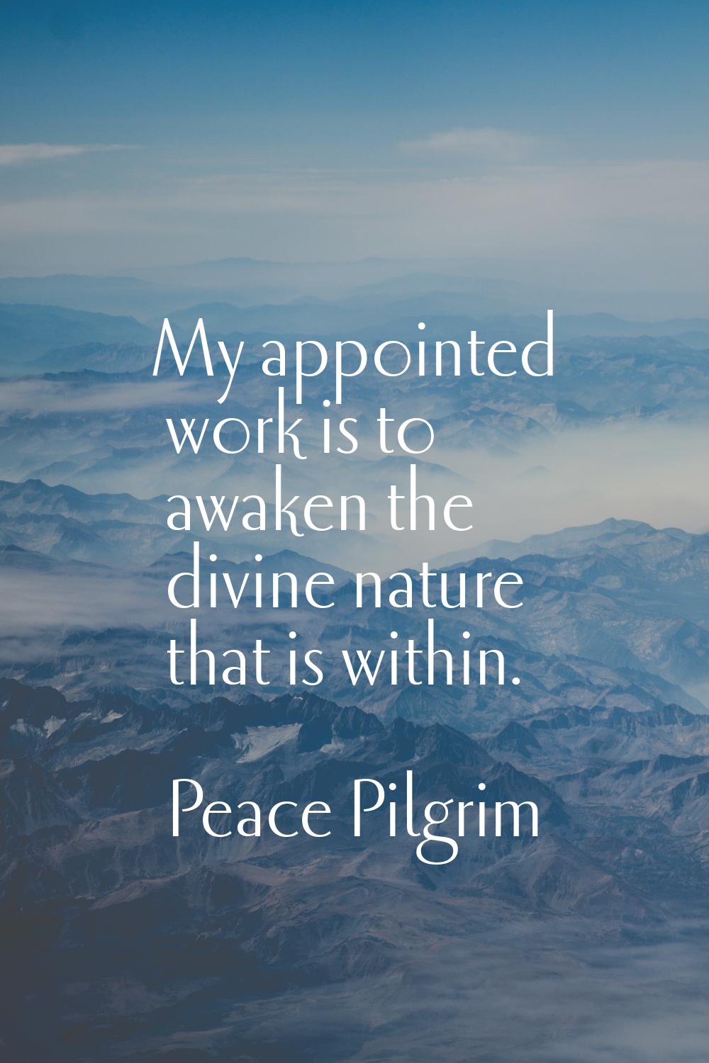My appointed work is to awaken the divine nature that is within.