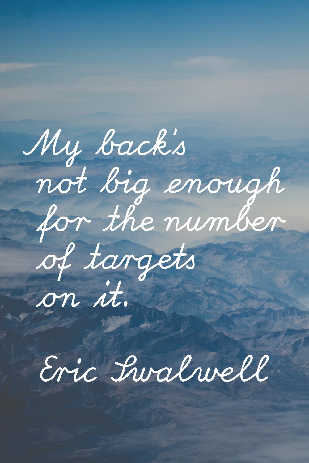 My back's not big enough for the number of targets on it.