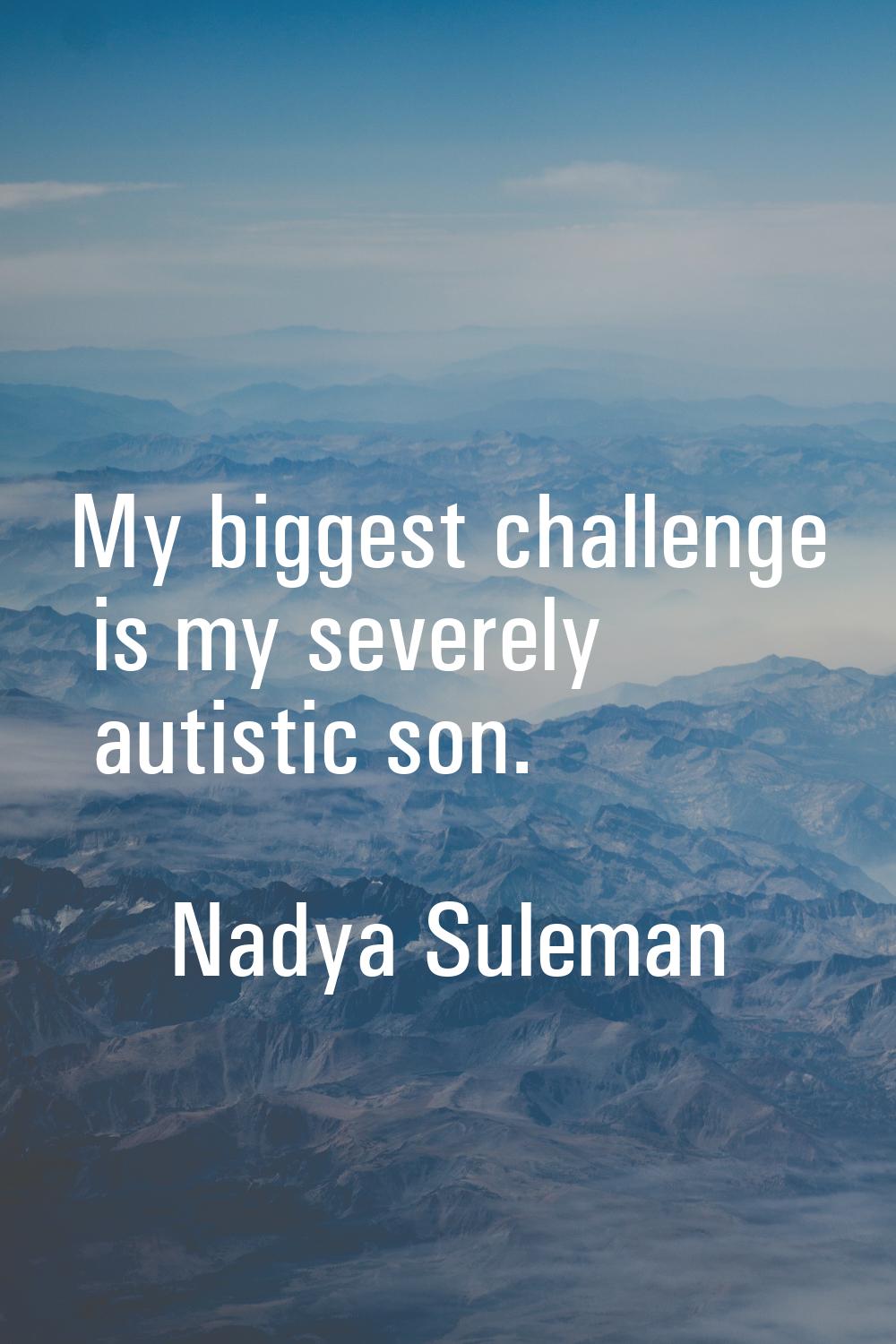My biggest challenge is my severely autistic son.