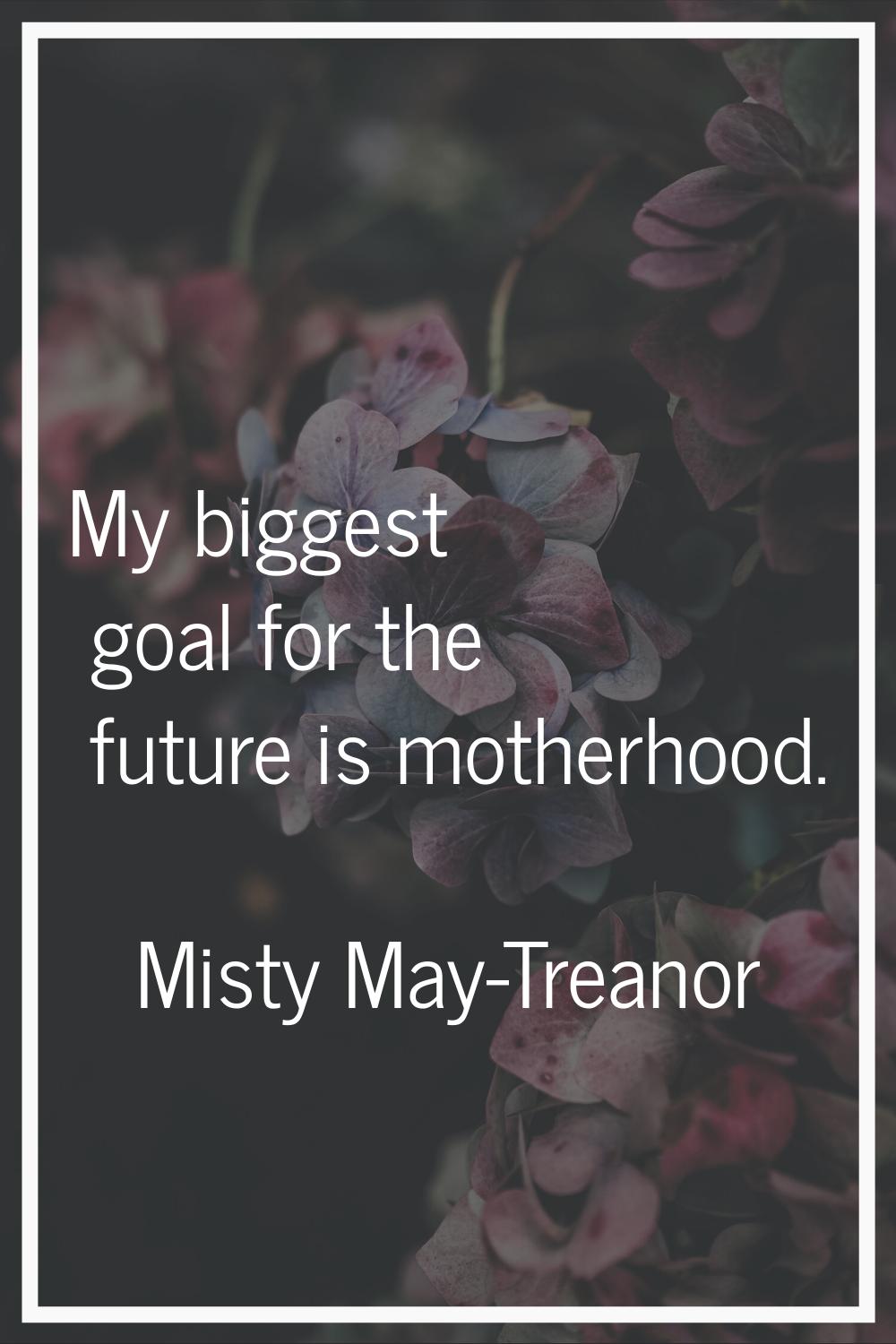My biggest goal for the future is motherhood.
