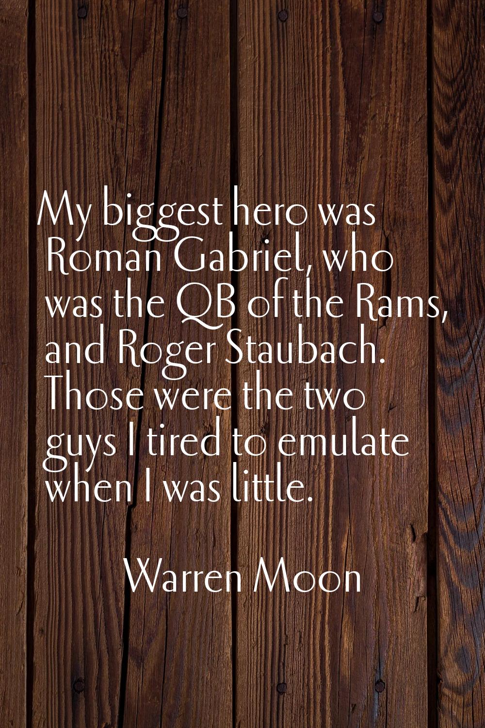 My biggest hero was Roman Gabriel, who was the QB of the Rams, and Roger Staubach. Those were the t