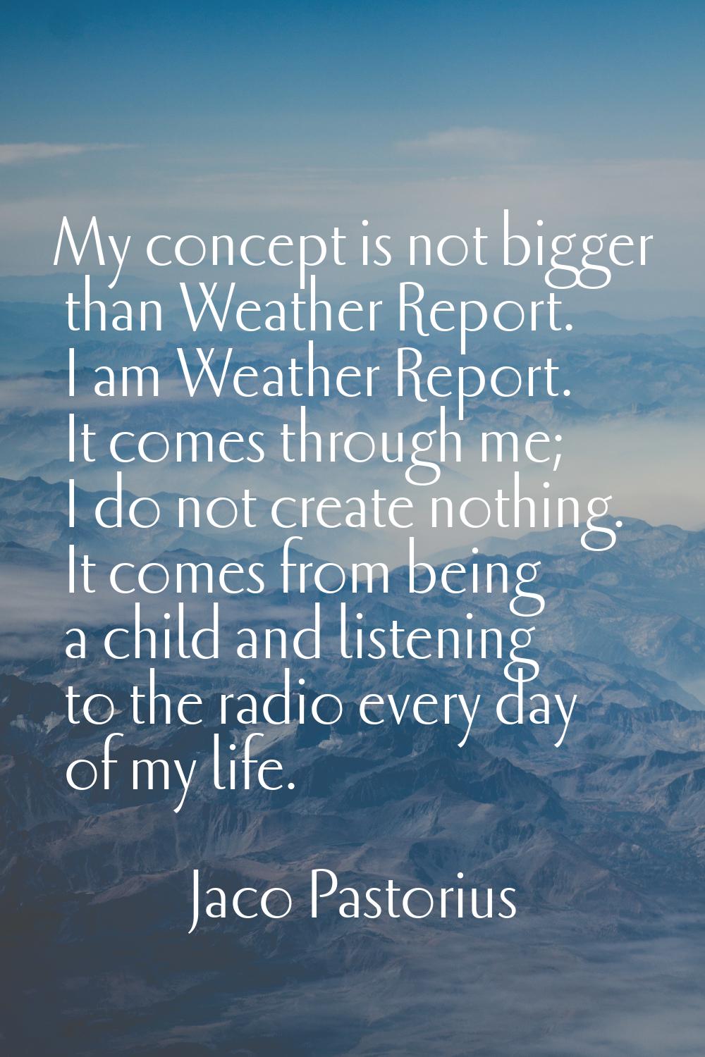 My concept is not bigger than Weather Report. I am Weather Report. It comes through me; I do not cr