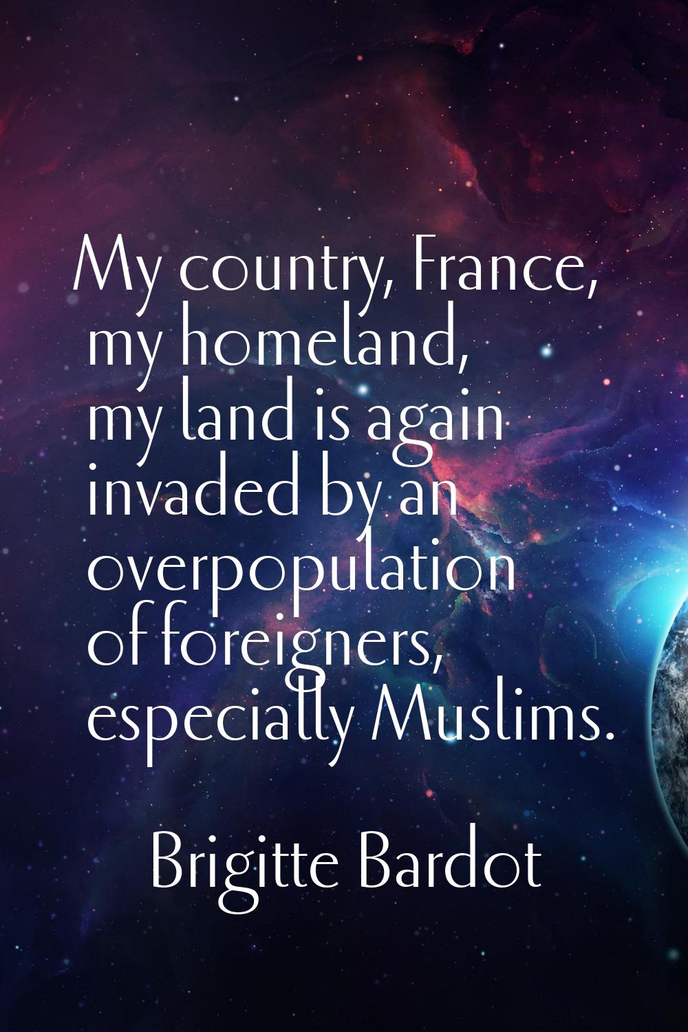 My country, France, my homeland, my land is again invaded by an overpopulation of foreigners, espec