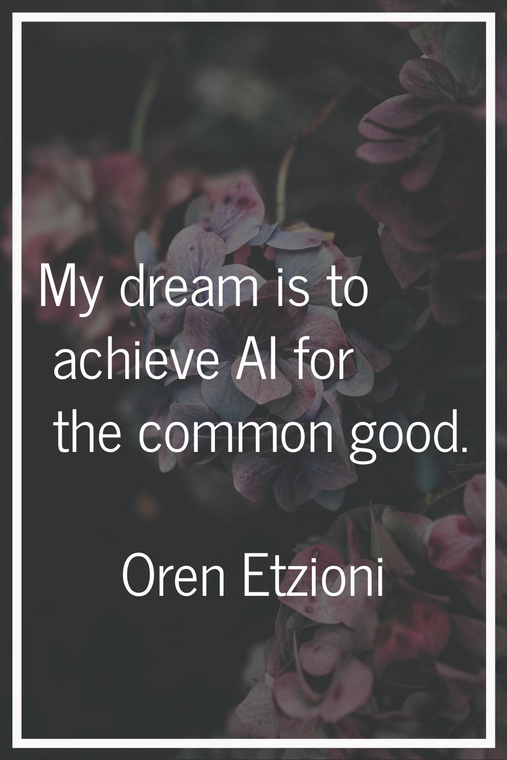 My dream is to achieve AI for the common good.
