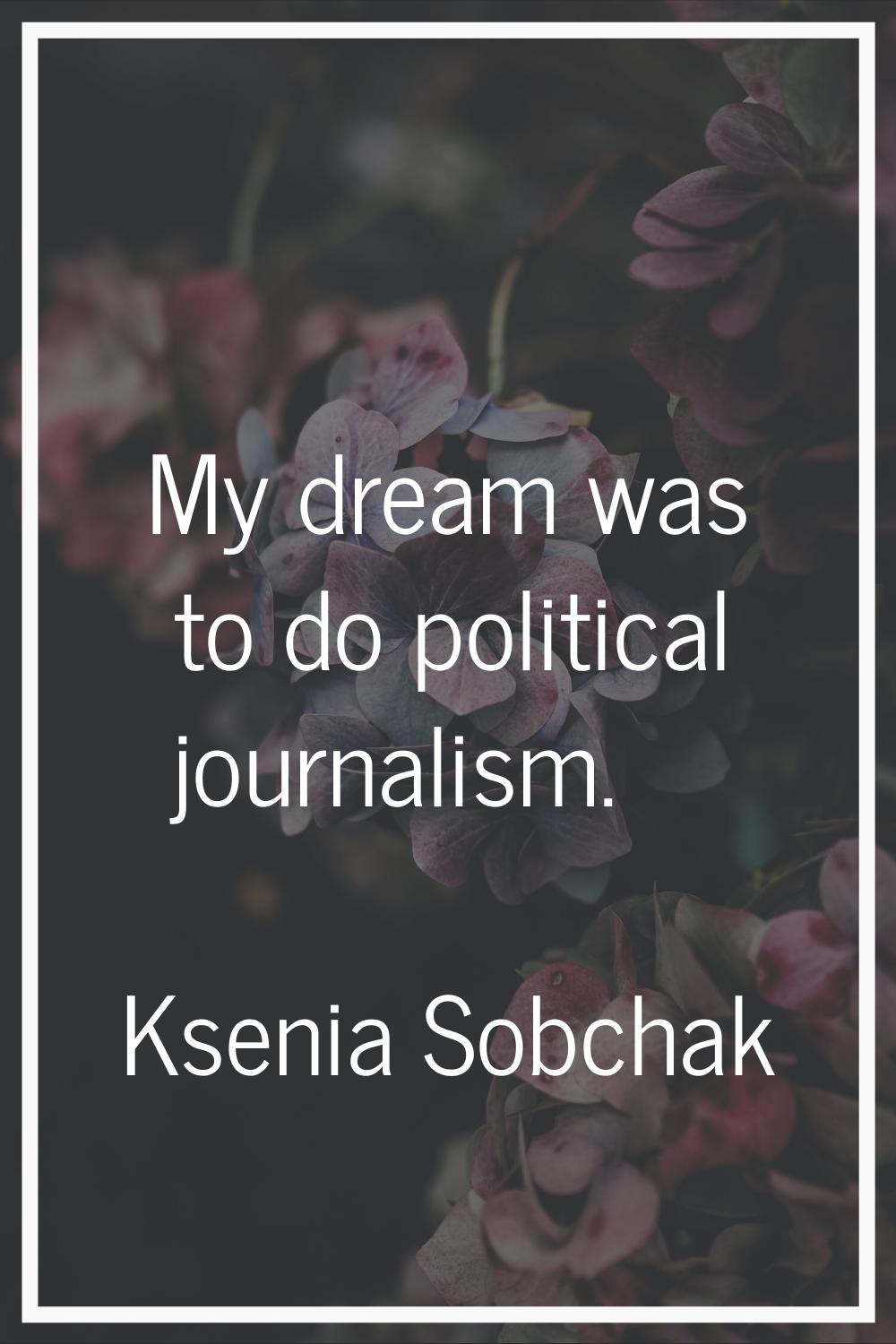 My dream was to do political journalism.