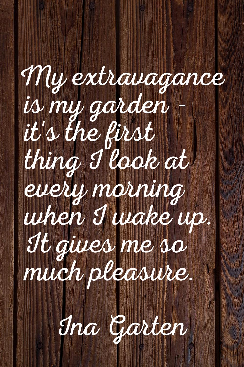 My extravagance is my garden - it's the first thing I look at every morning when I wake up. It give