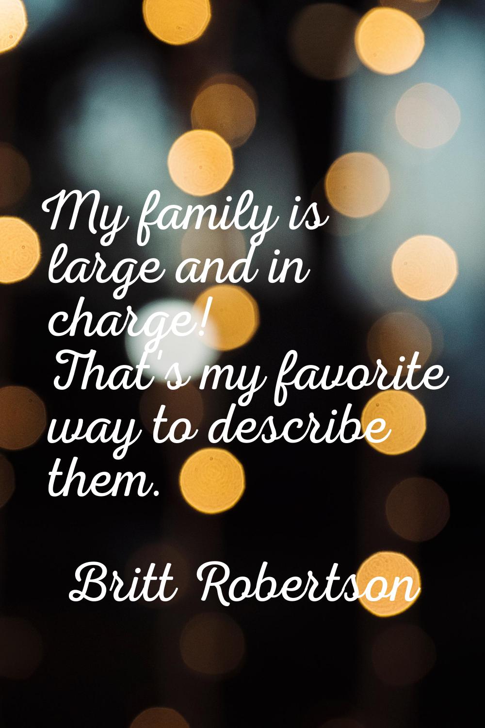 My family is large and in charge! That's my favorite way to describe them.