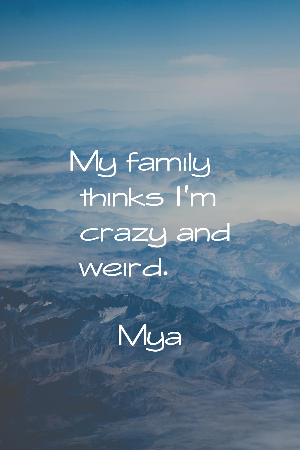 My family thinks I'm crazy and weird.