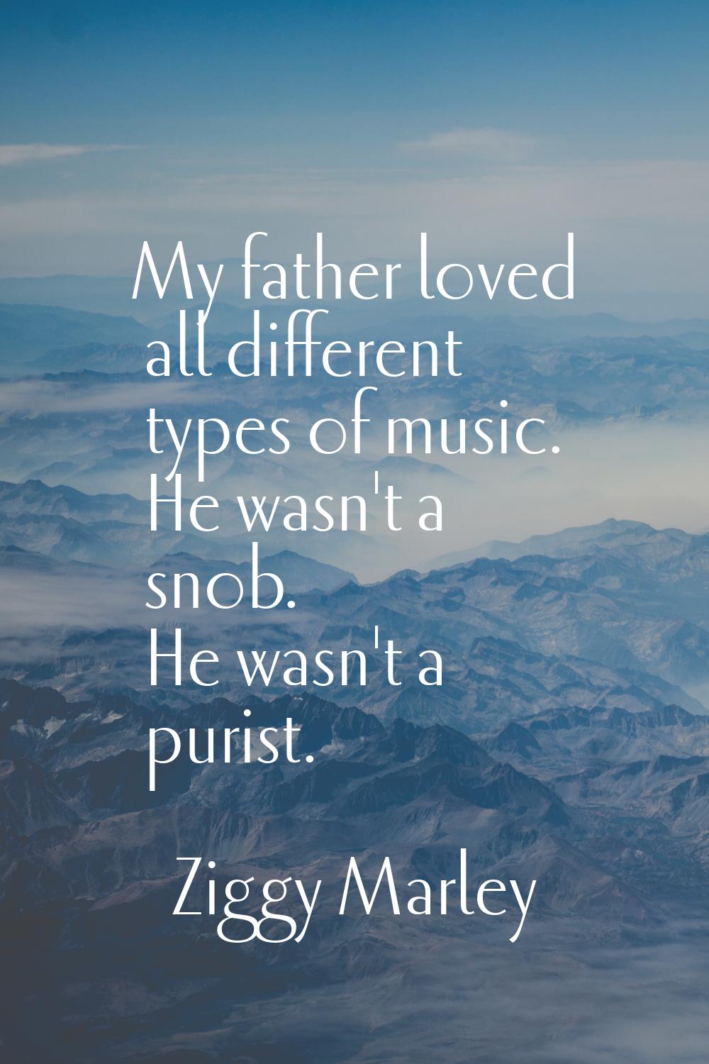 My father loved all different types of music. He wasn't a snob. He wasn't a purist.