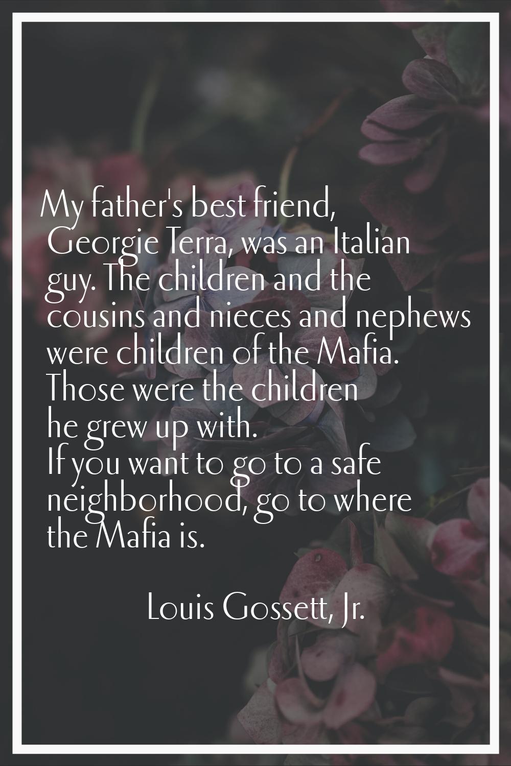 My father's best friend, Georgie Terra, was an Italian guy. The children and the cousins and nieces