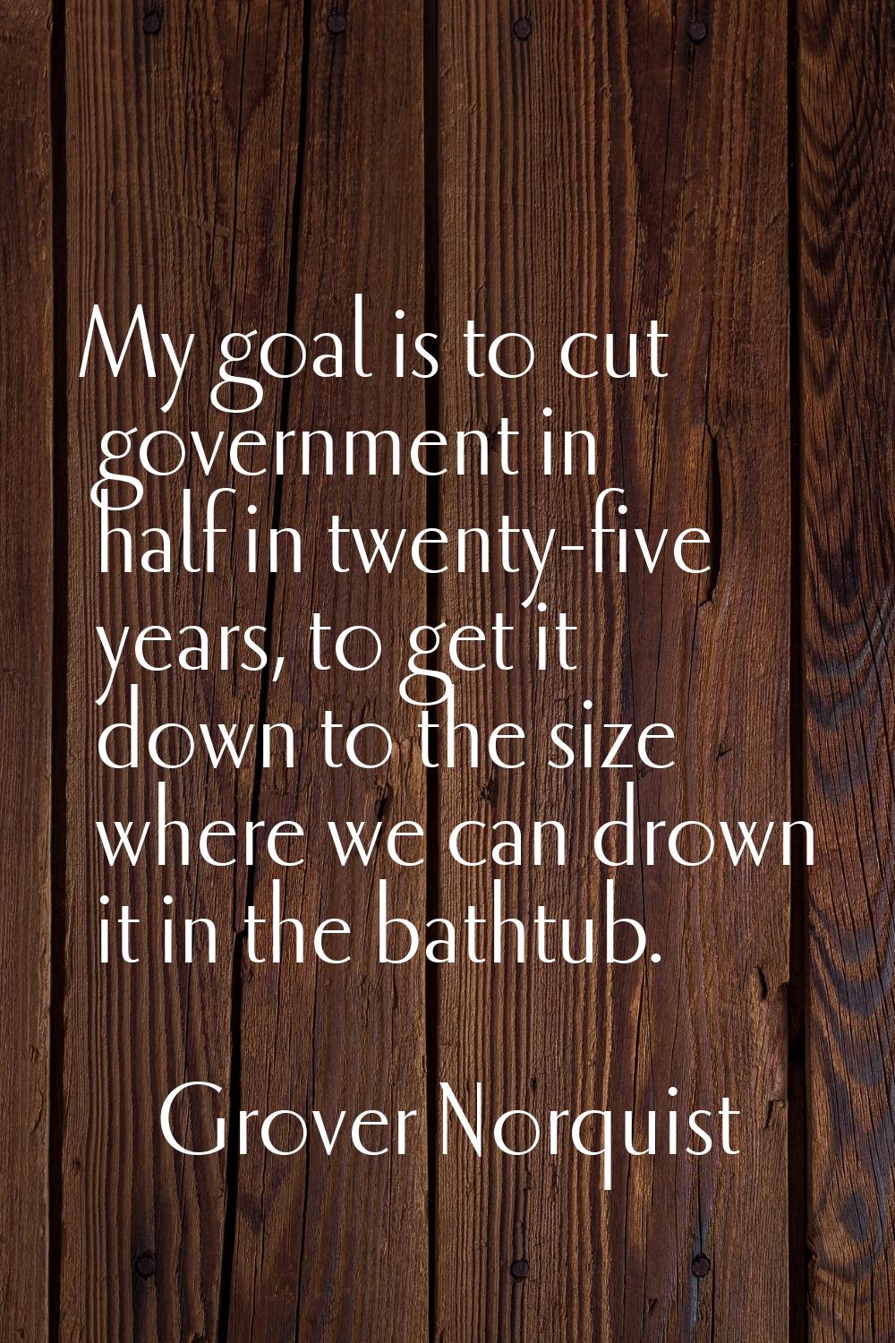 My goal is to cut government in half in twenty-five years, to get it down to the size where we can 