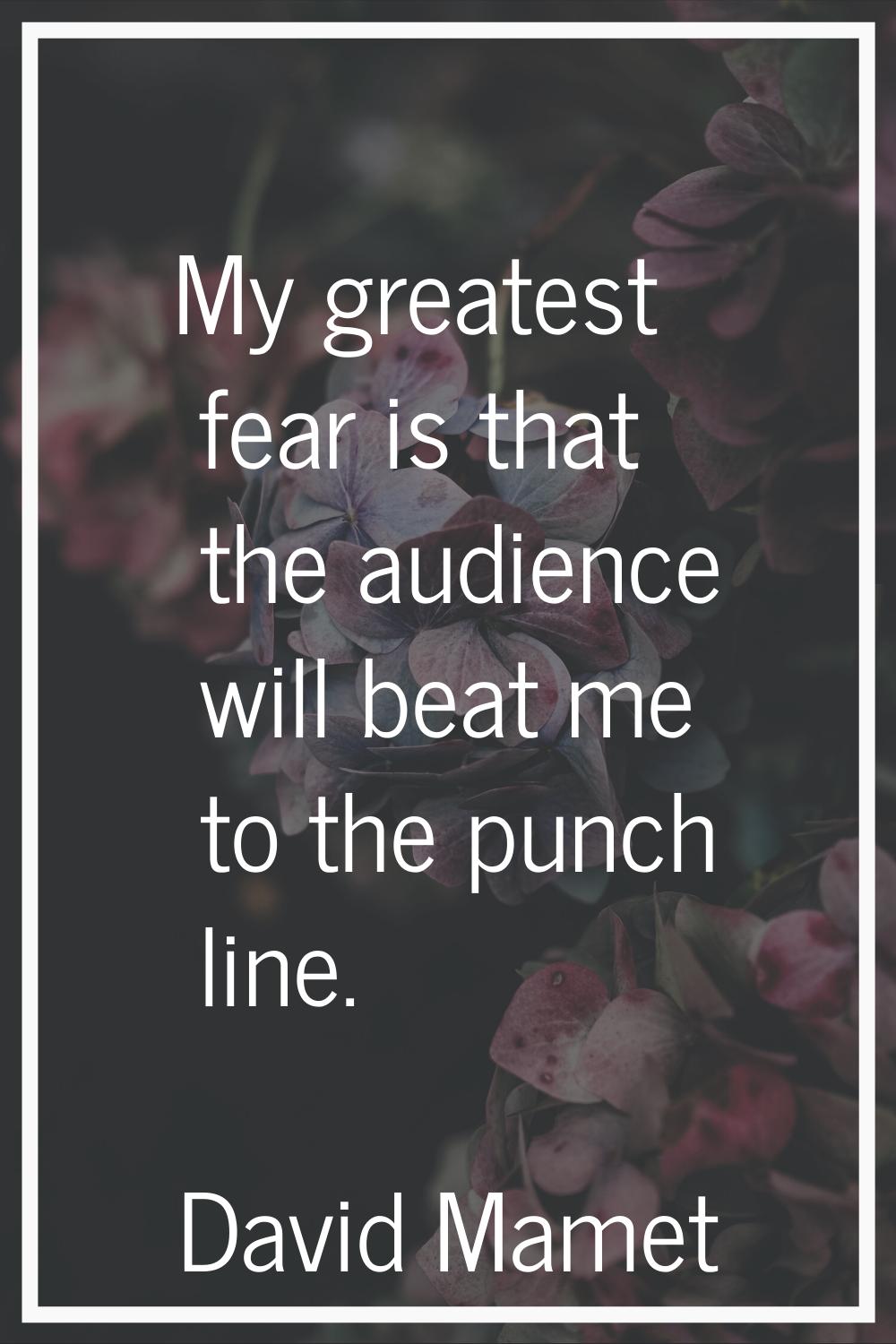 My greatest fear is that the audience will beat me to the punch line.