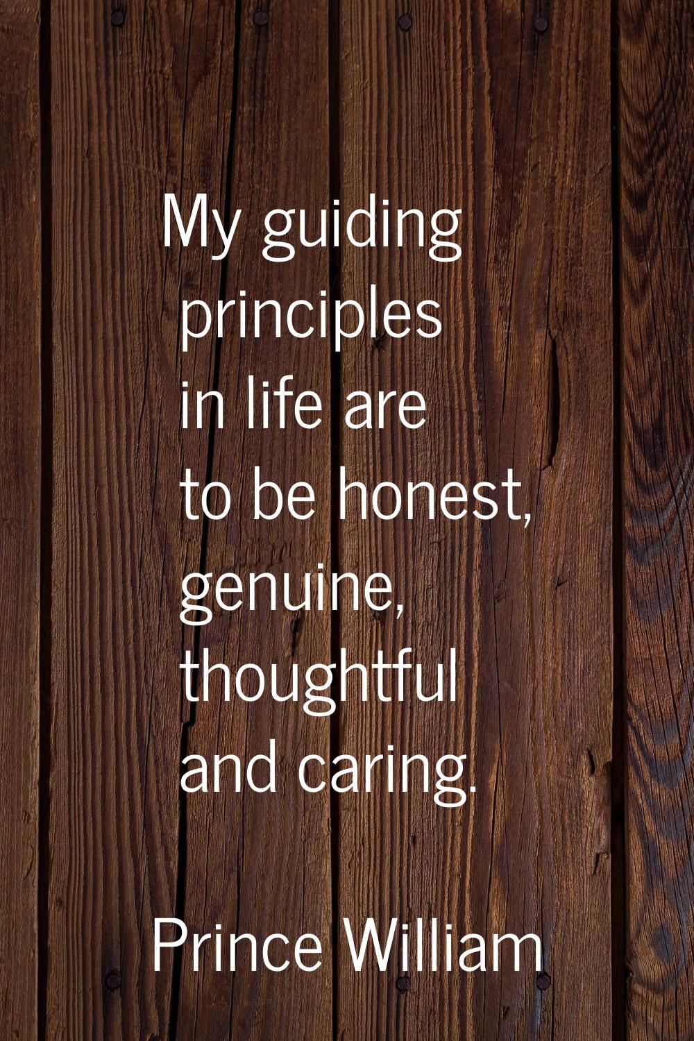 My guiding principles in life are to be honest, genuine, thoughtful and caring.
