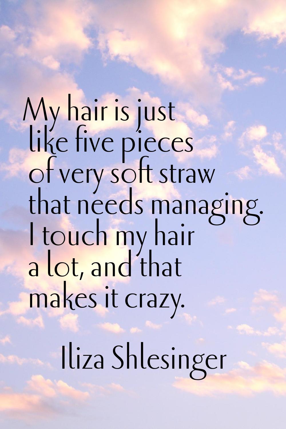 My hair is just like five pieces of very soft straw that needs managing. I touch my hair a lot, and