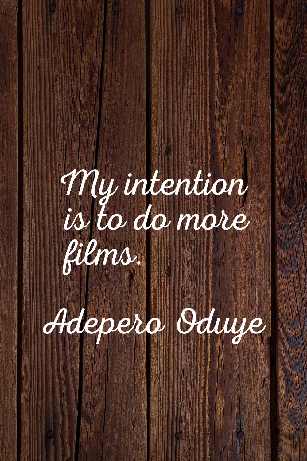 My intention is to do more films.