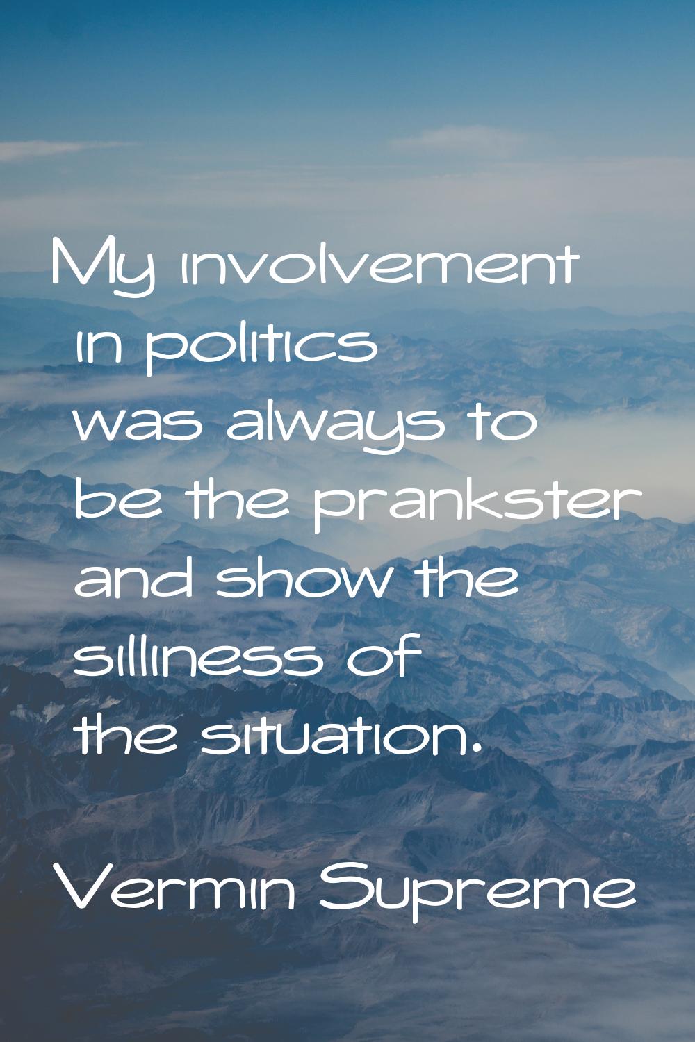 My involvement in politics was always to be the prankster and show the silliness of the situation.