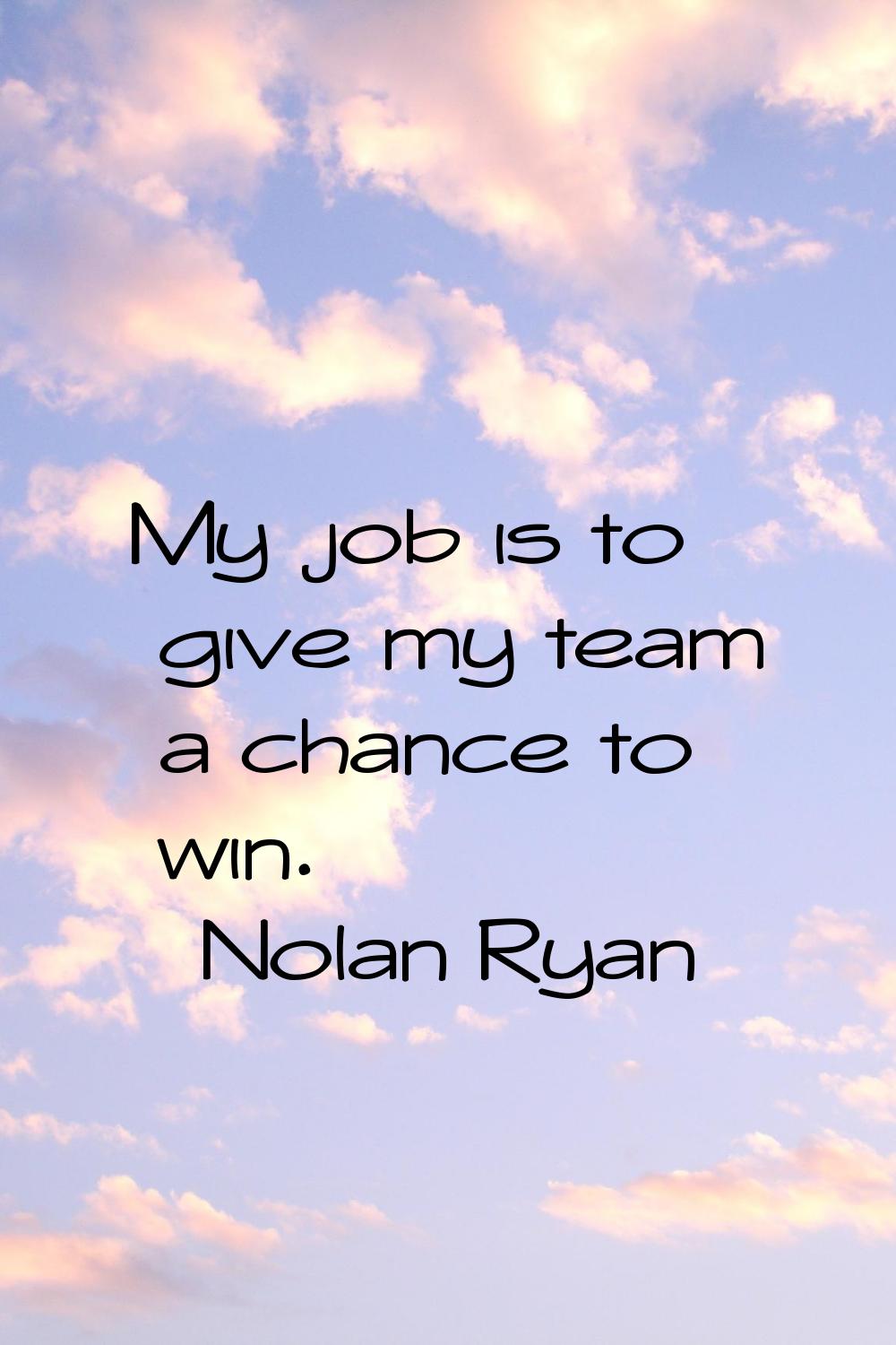 My job is to give my team a chance to win.