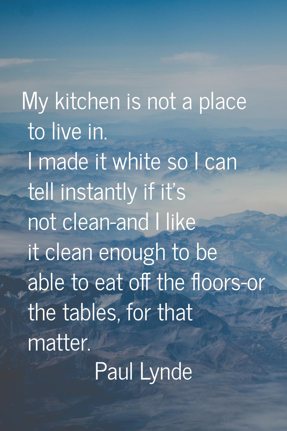 My kitchen is not a place to live in. I made it white so I can tell instantly if it's not clean-and