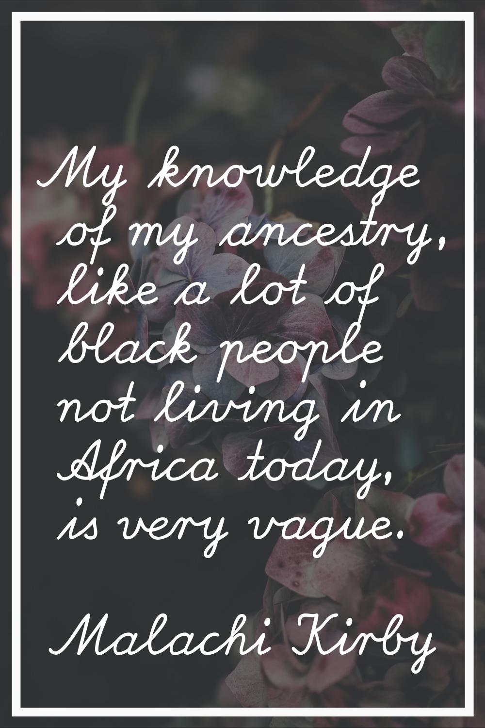 My knowledge of my ancestry, like a lot of black people not living in Africa today, is very vague.