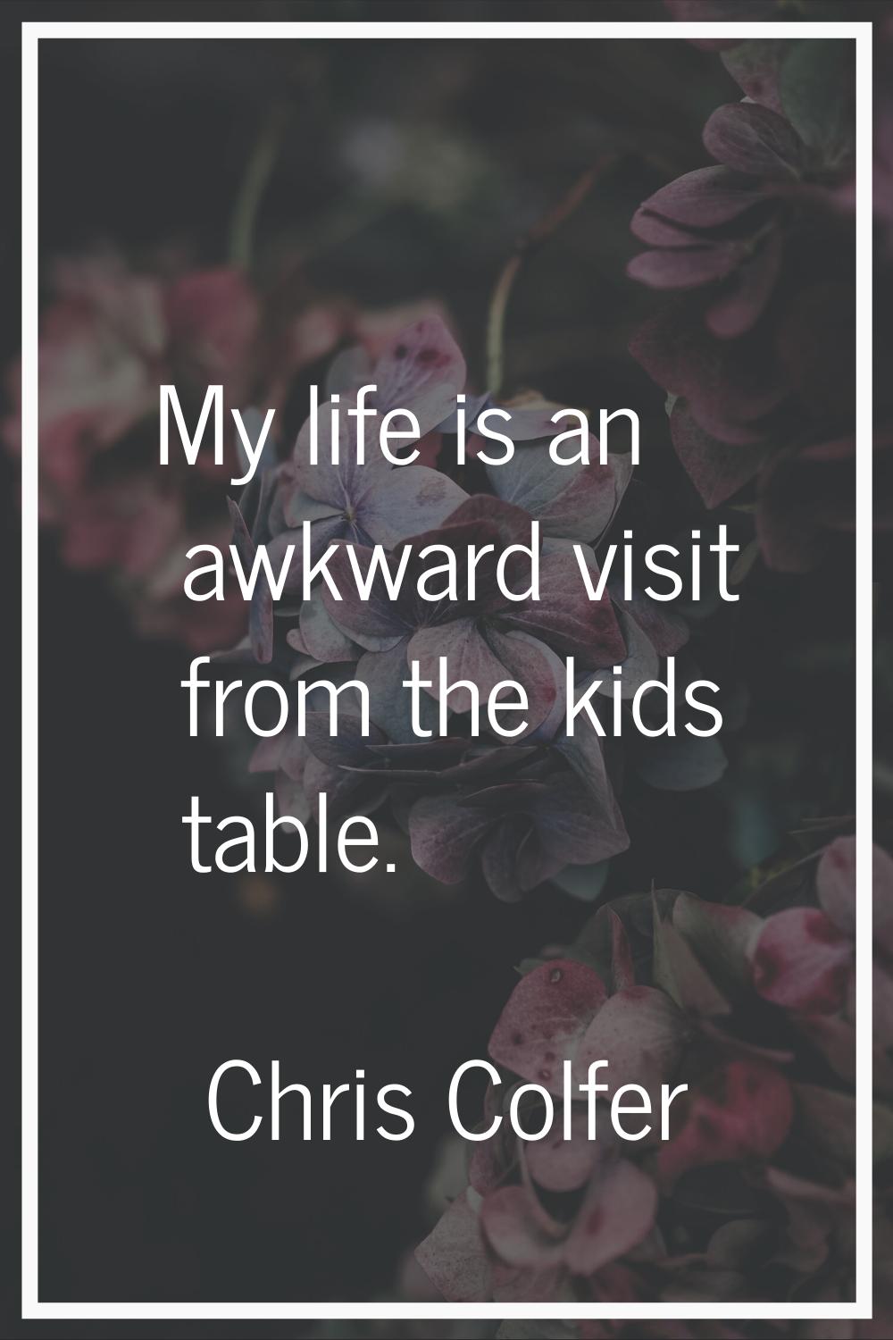 My life is an awkward visit from the kids table.