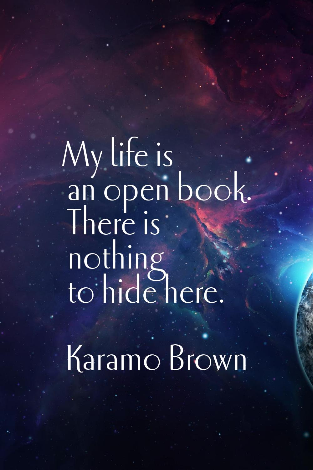 My life is an open book. There is nothing to hide here.