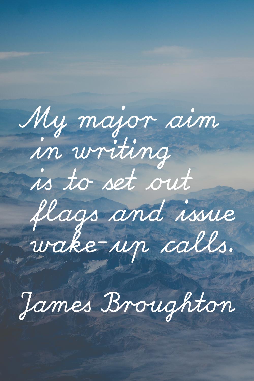 My major aim in writing is to set out flags and issue wake-up calls.