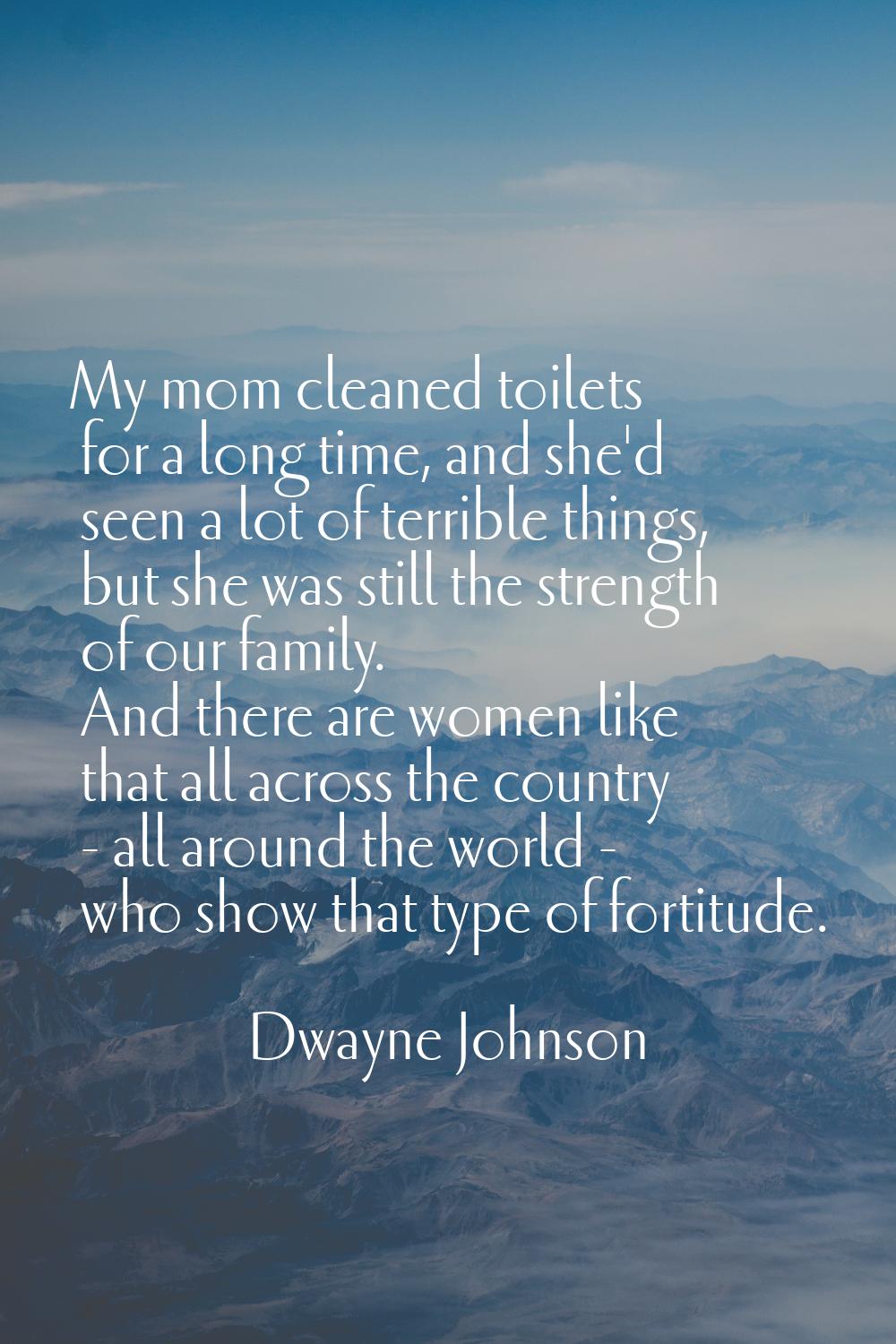 My mom cleaned toilets for a long time, and she'd seen a lot of terrible things, but she was still 