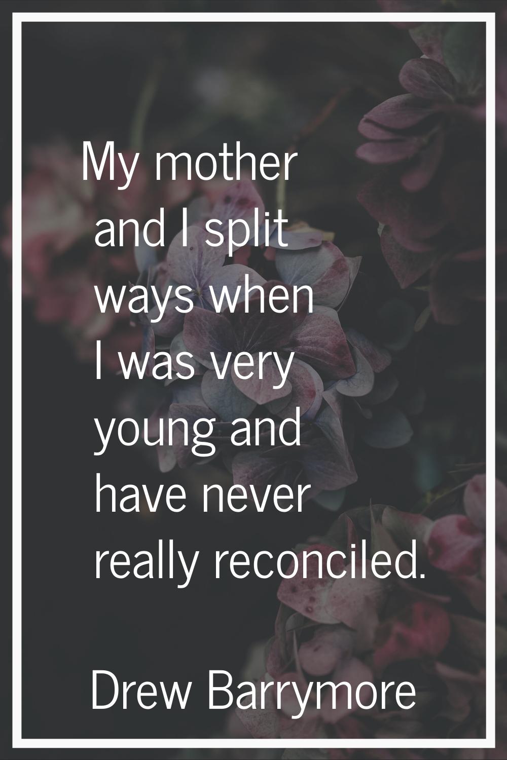 My mother and I split ways when I was very young and have never really reconciled.