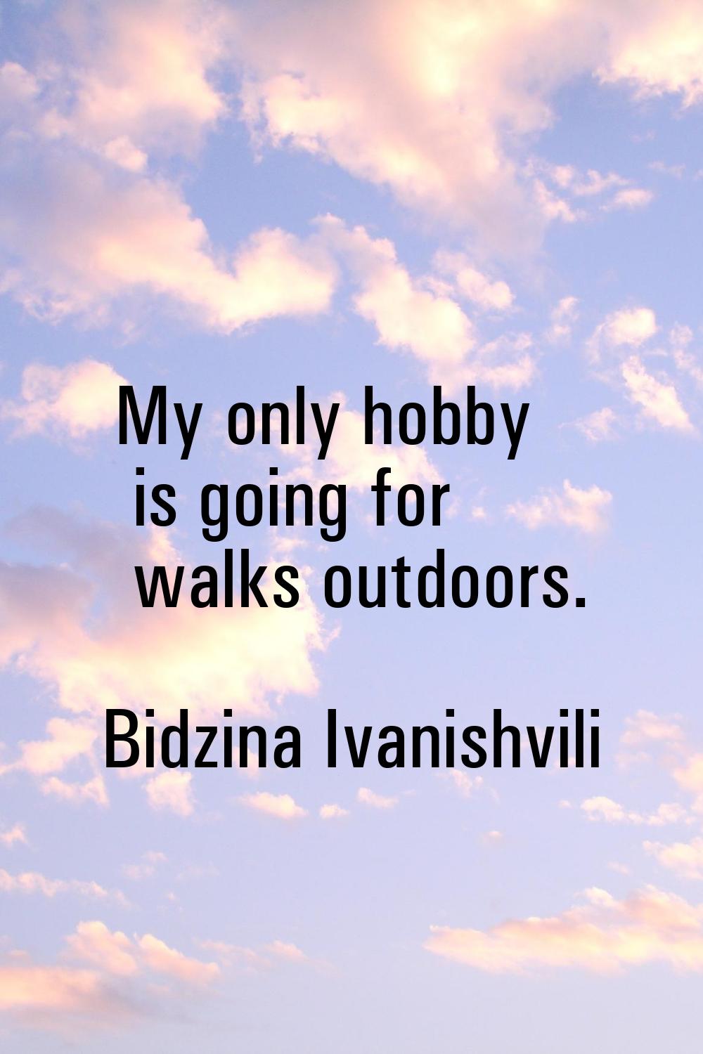 My only hobby is going for walks outdoors.