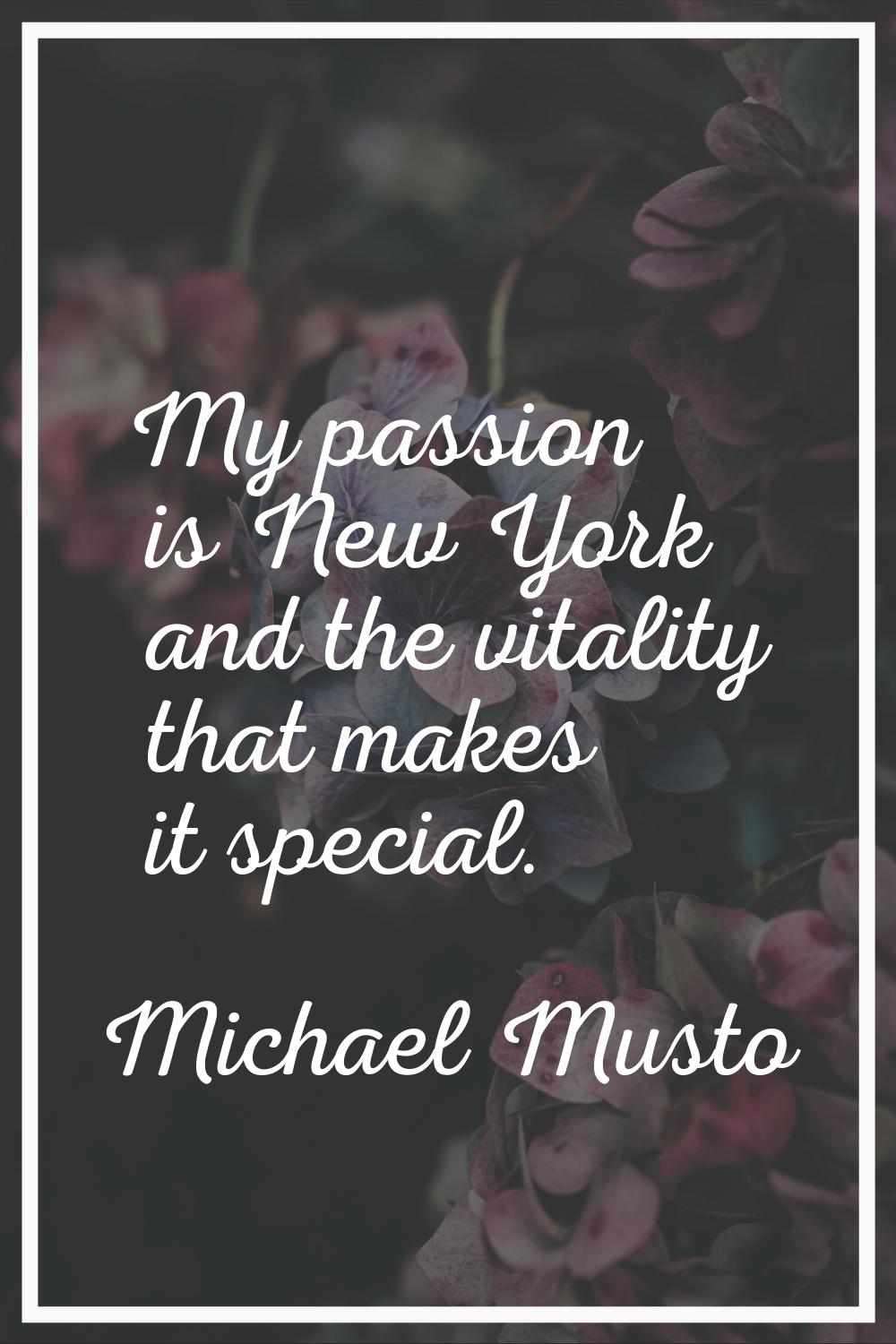 My passion is New York and the vitality that makes it special.