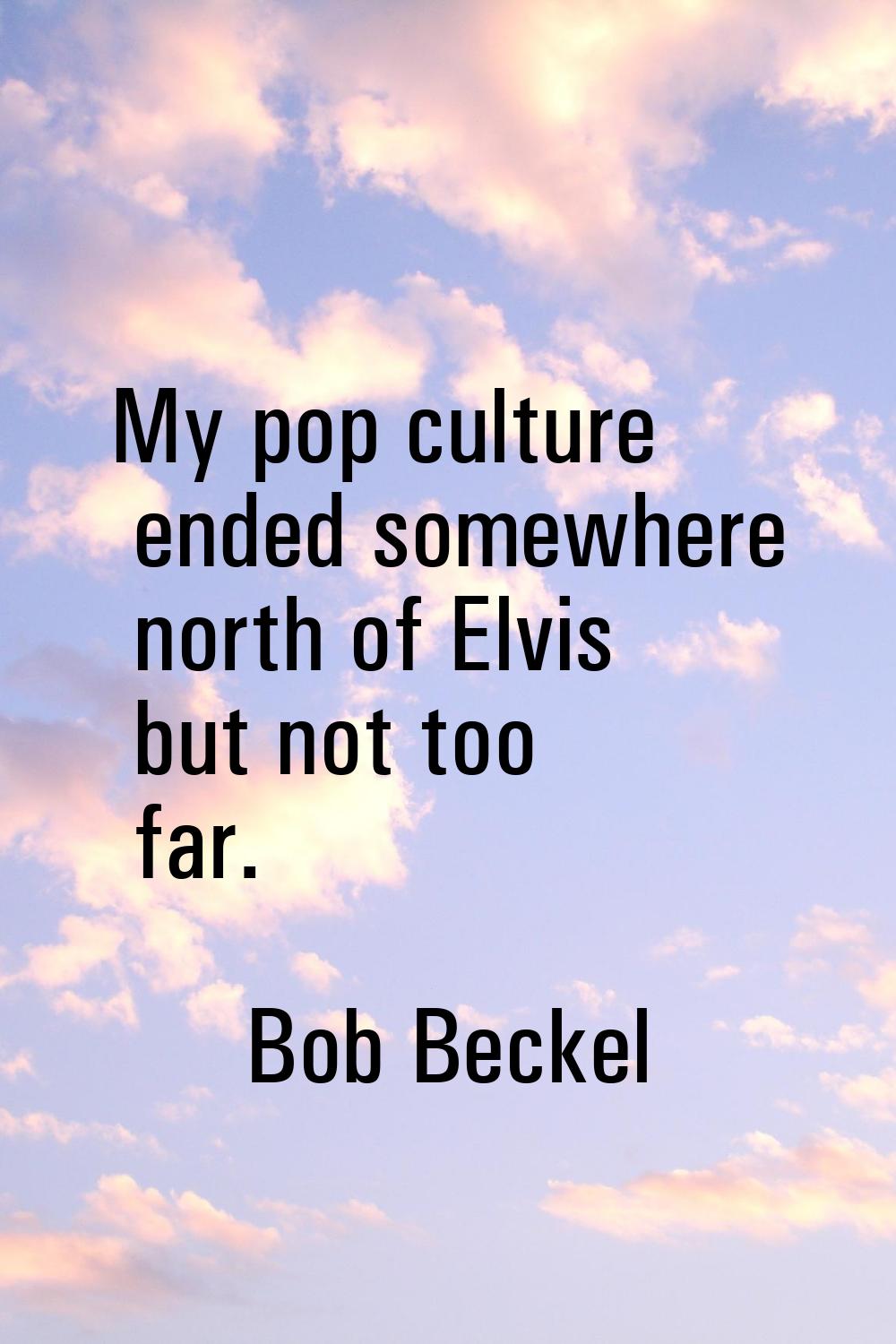 My pop culture ended somewhere north of Elvis but not too far.