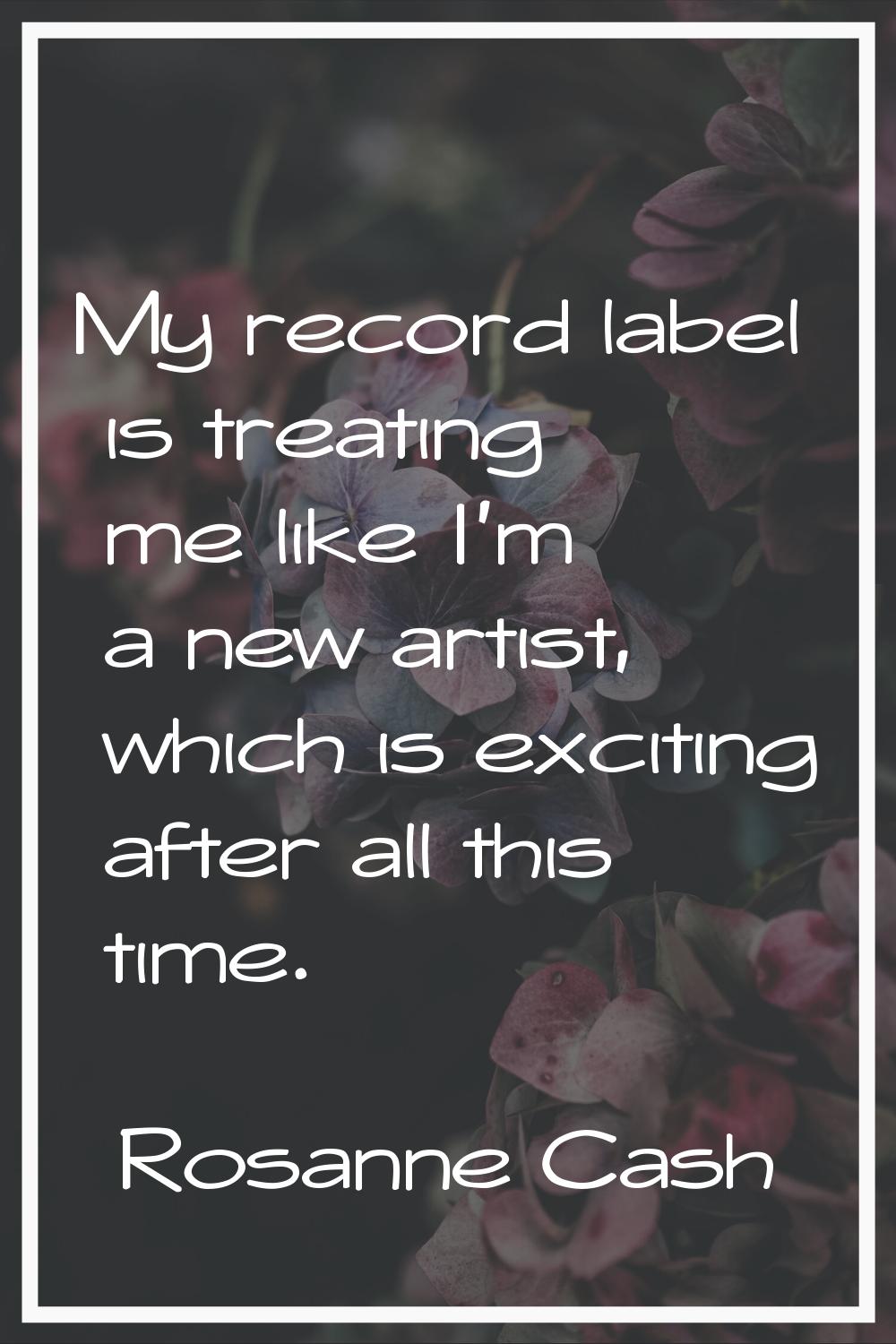 My record label is treating me like I'm a new artist, which is exciting after all this time.