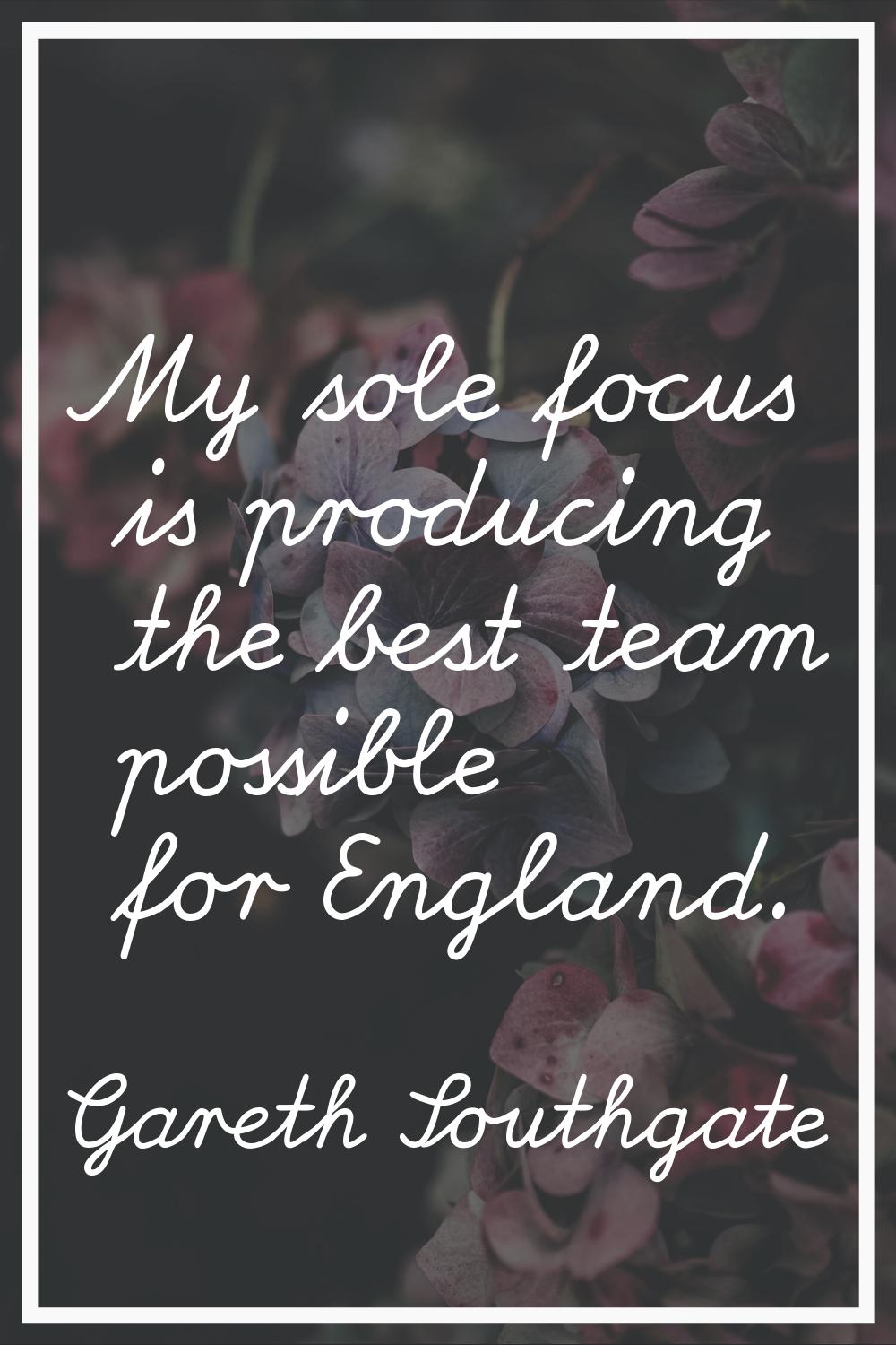 My sole focus is producing the best team possible for England.