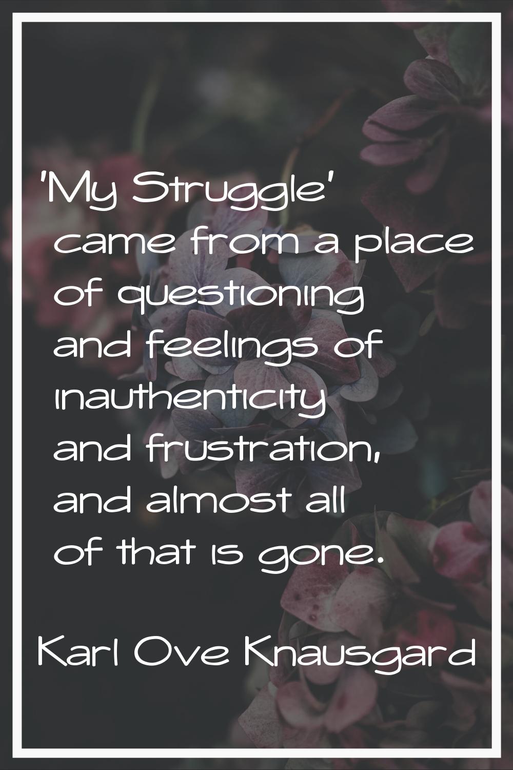 'My Struggle' came from a place of questioning and feelings of inauthenticity and frustration, and 