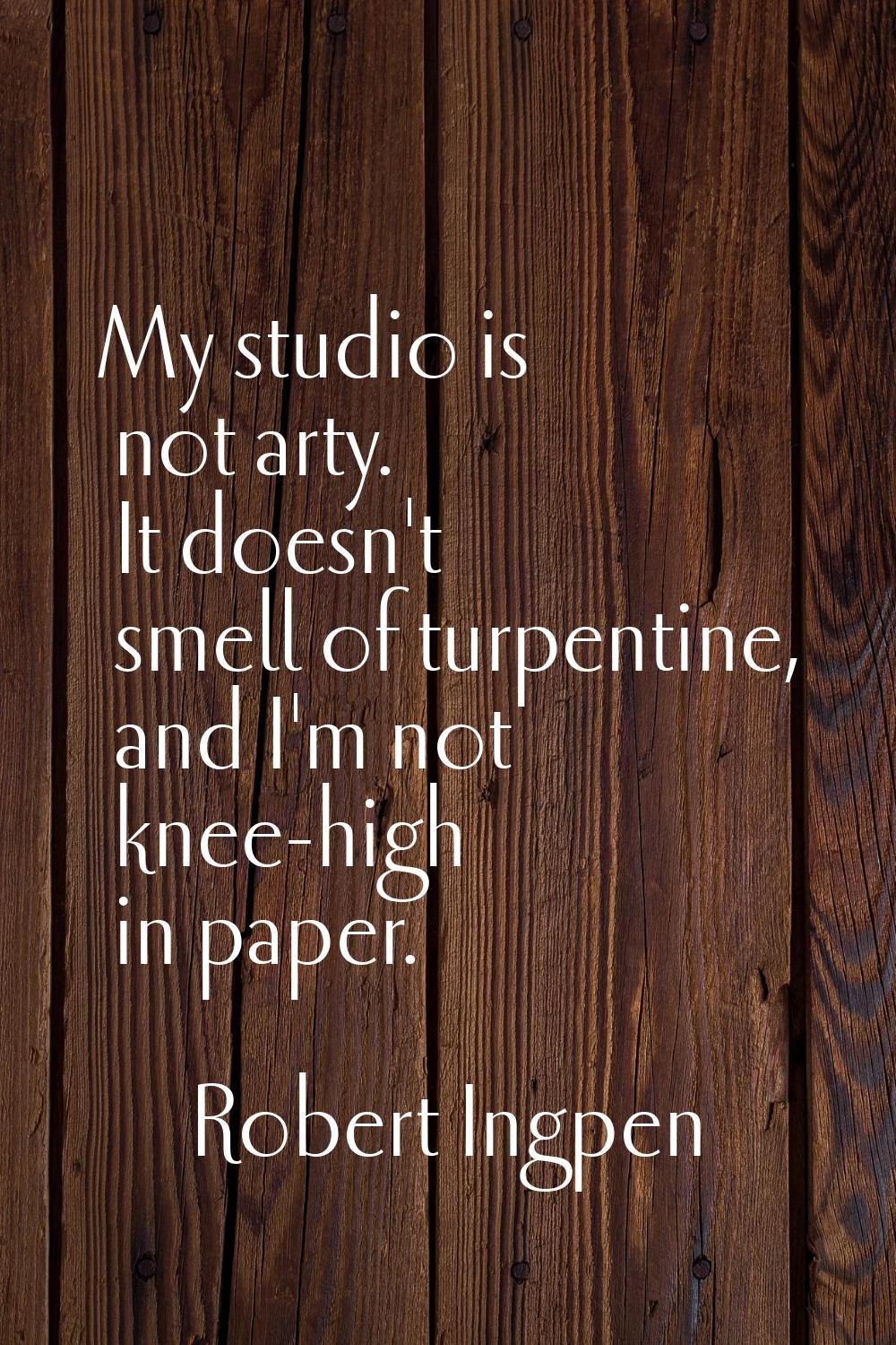 My studio is not arty. It doesn't smell of turpentine, and I'm not knee-high in paper.