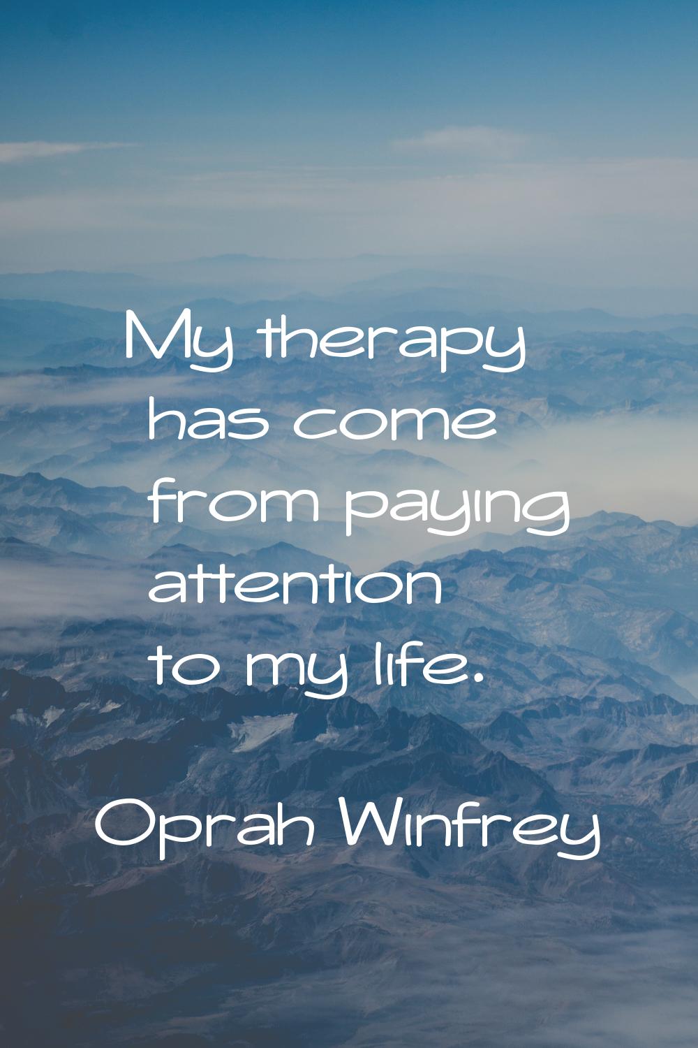 My therapy has come from paying attention to my life.