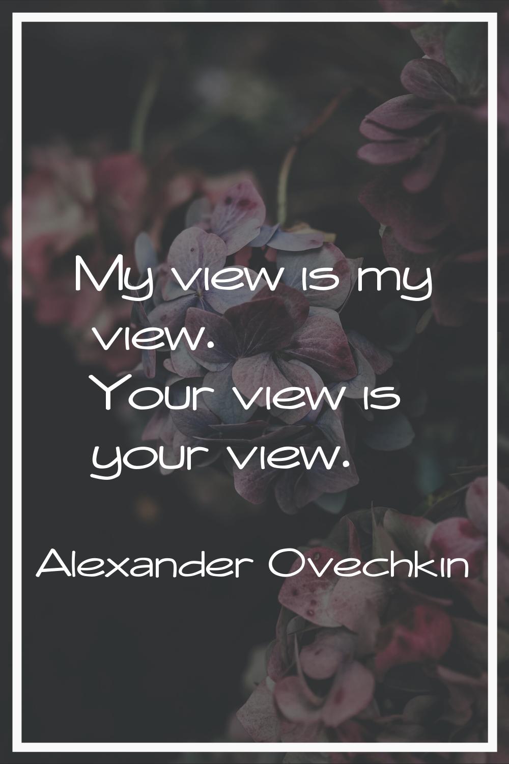 My view is my view. Your view is your view.