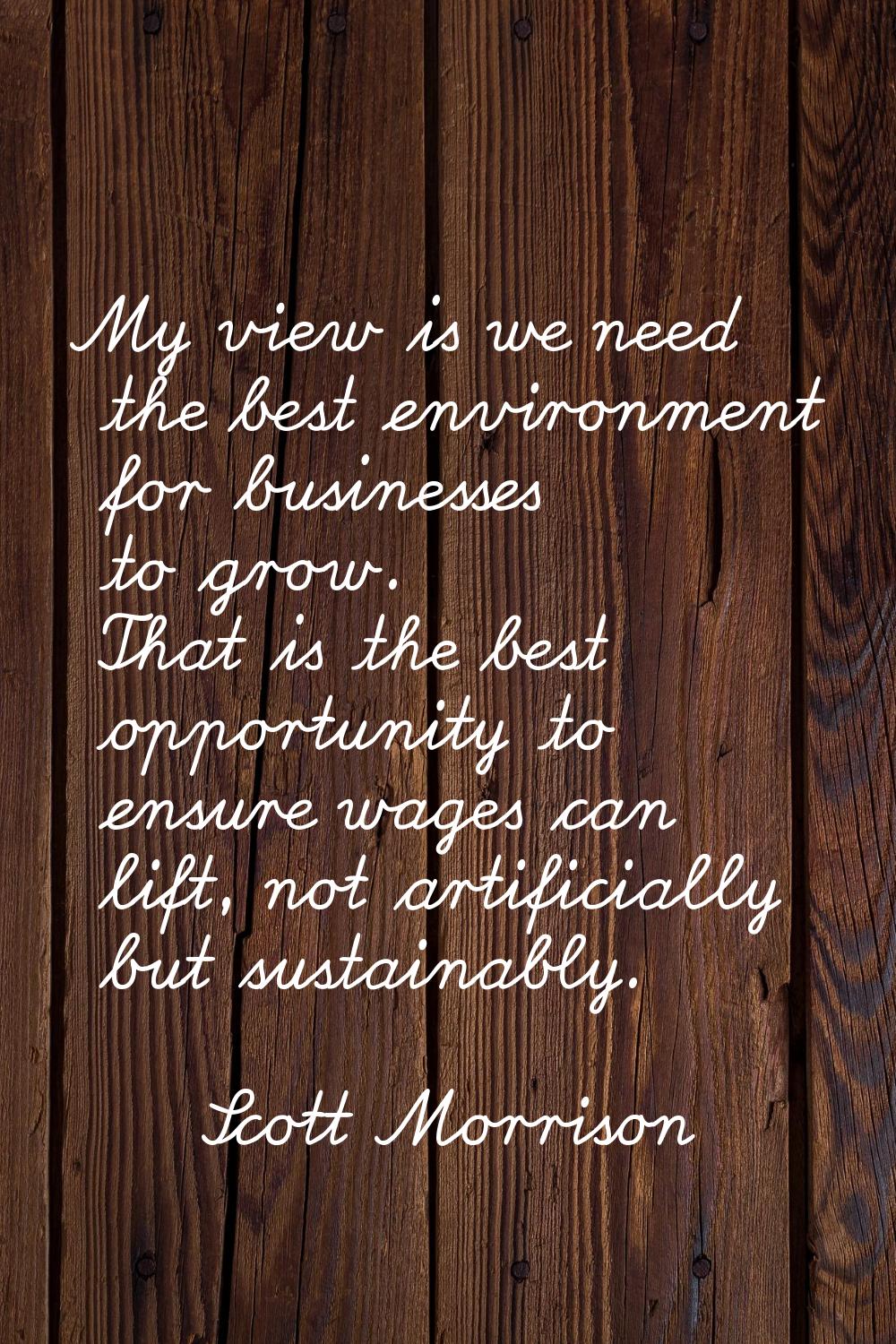 My view is we need the best environment for businesses to grow. That is the best opportunity to ens