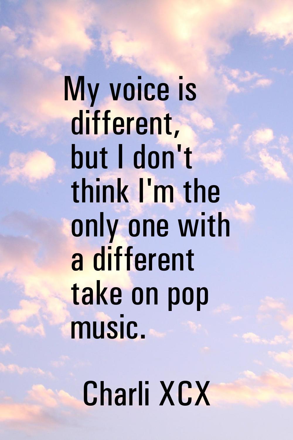 My voice is different, but I don't think I'm the only one with a different take on pop music.
