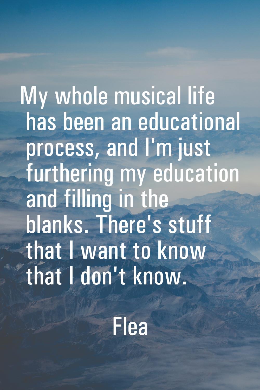 My whole musical life has been an educational process, and I'm just furthering my education and fil