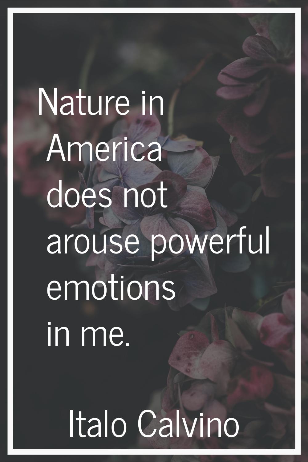 Nature in America does not arouse powerful emotions in me.