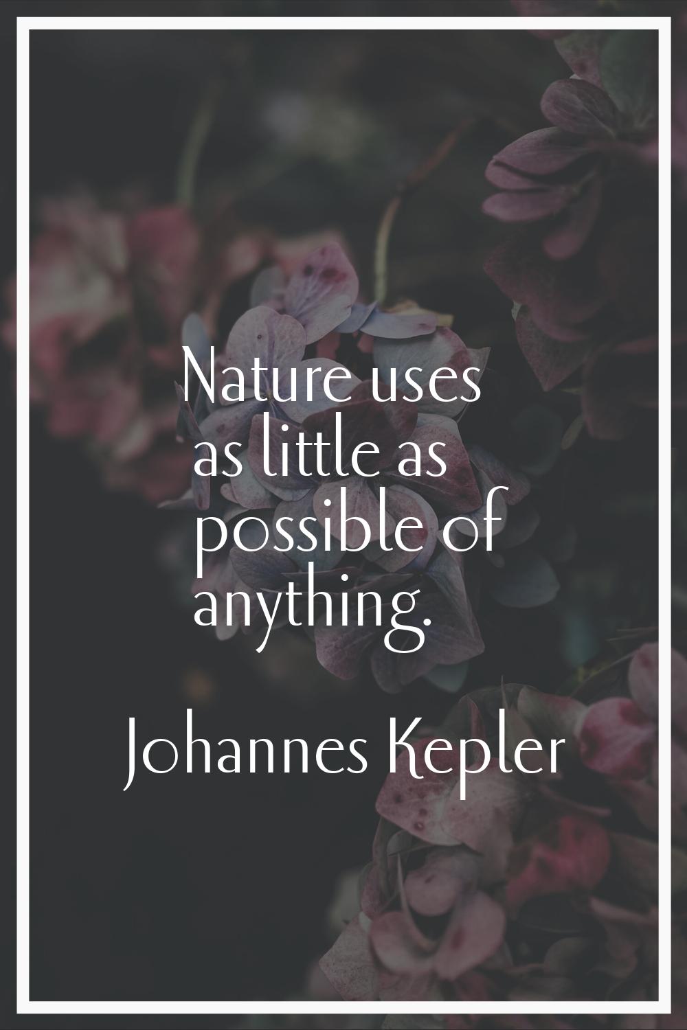 Nature uses as little as possible of anything.