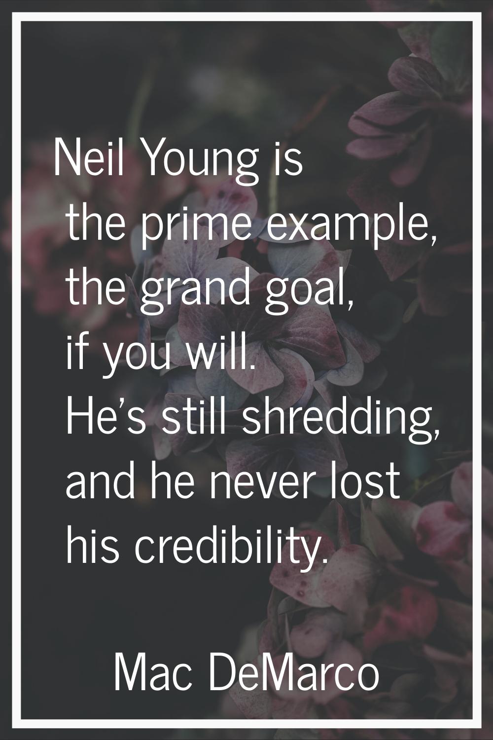 Neil Young is the prime example, the grand goal, if you will. He's still shredding, and he never lo