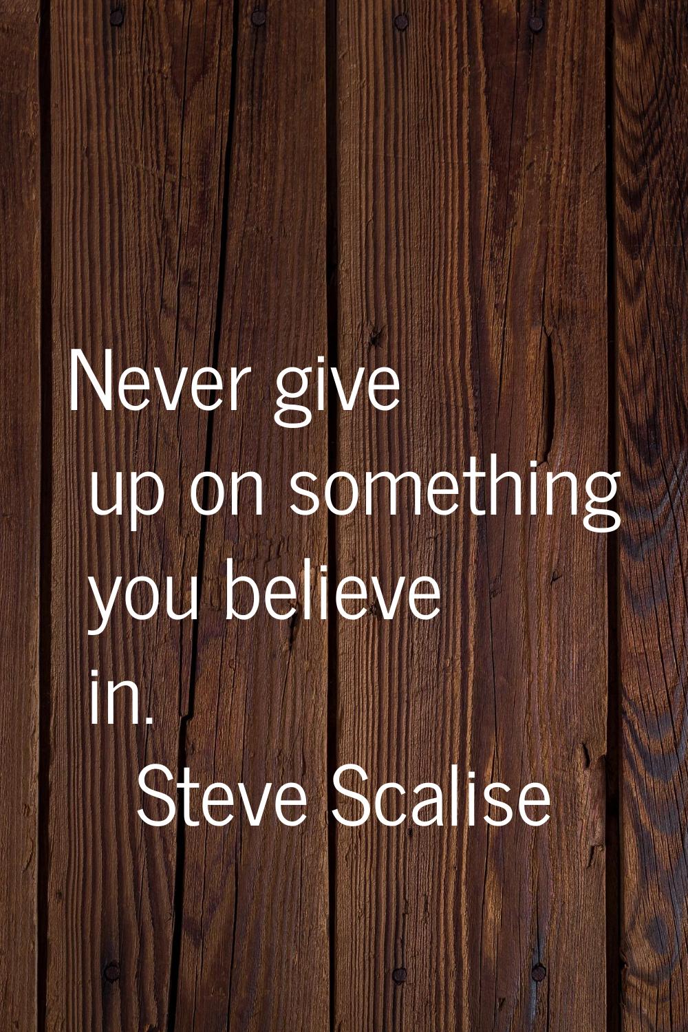 Never give up on something you believe in.