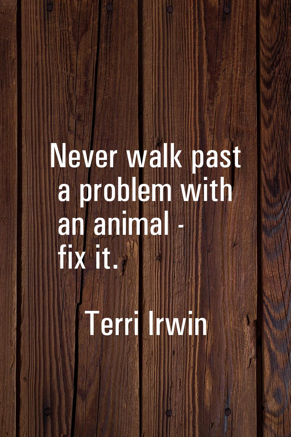 Never walk past a problem with an animal - fix it.