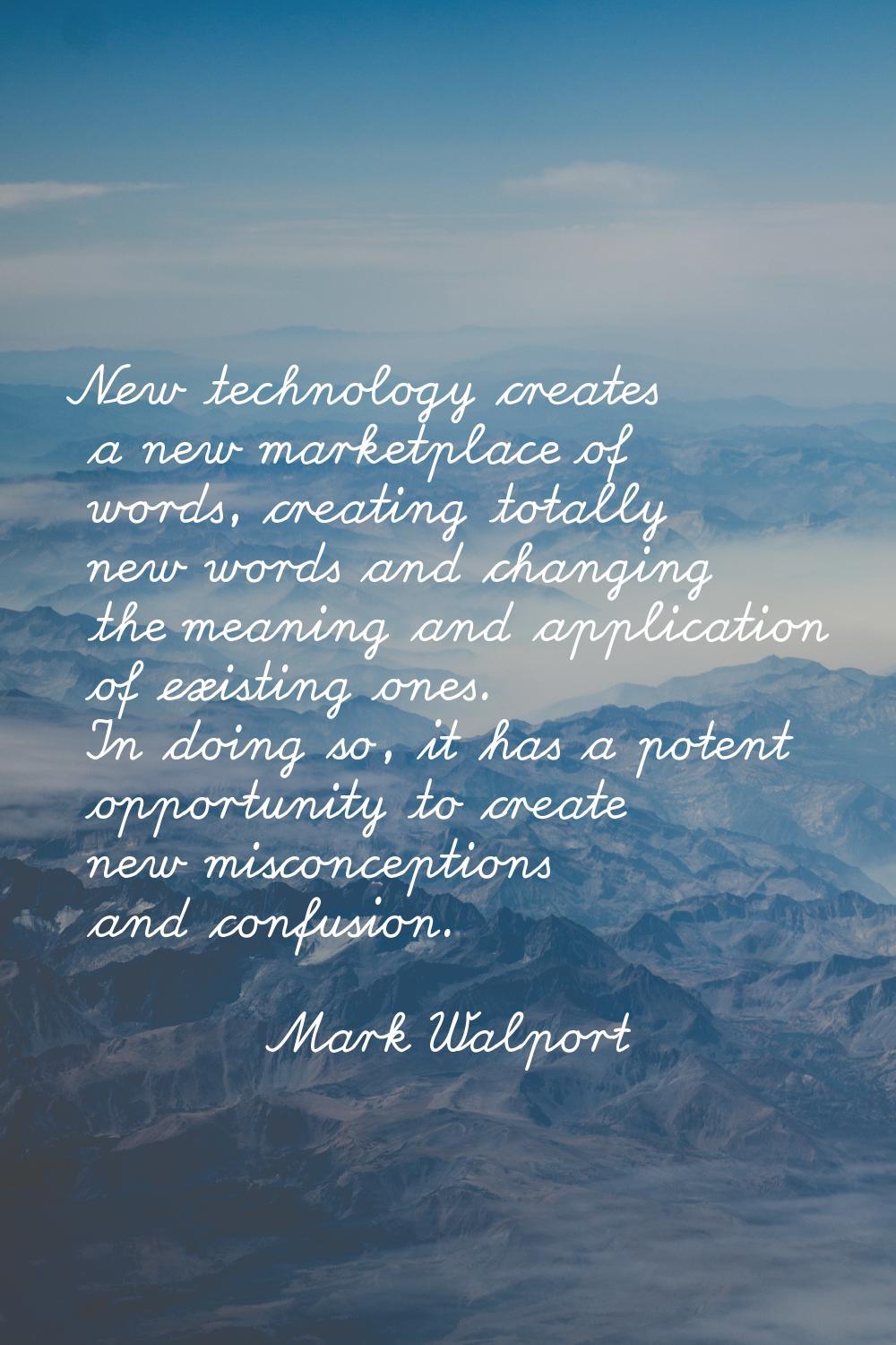 New technology creates a new marketplace of words, creating totally new words and changing the mean