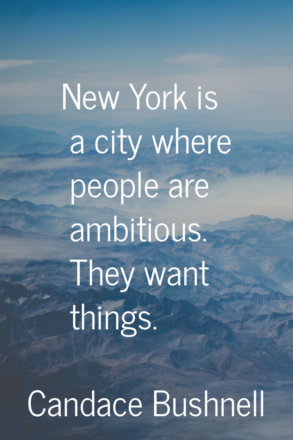 New York is a city where people are ambitious. They want things.