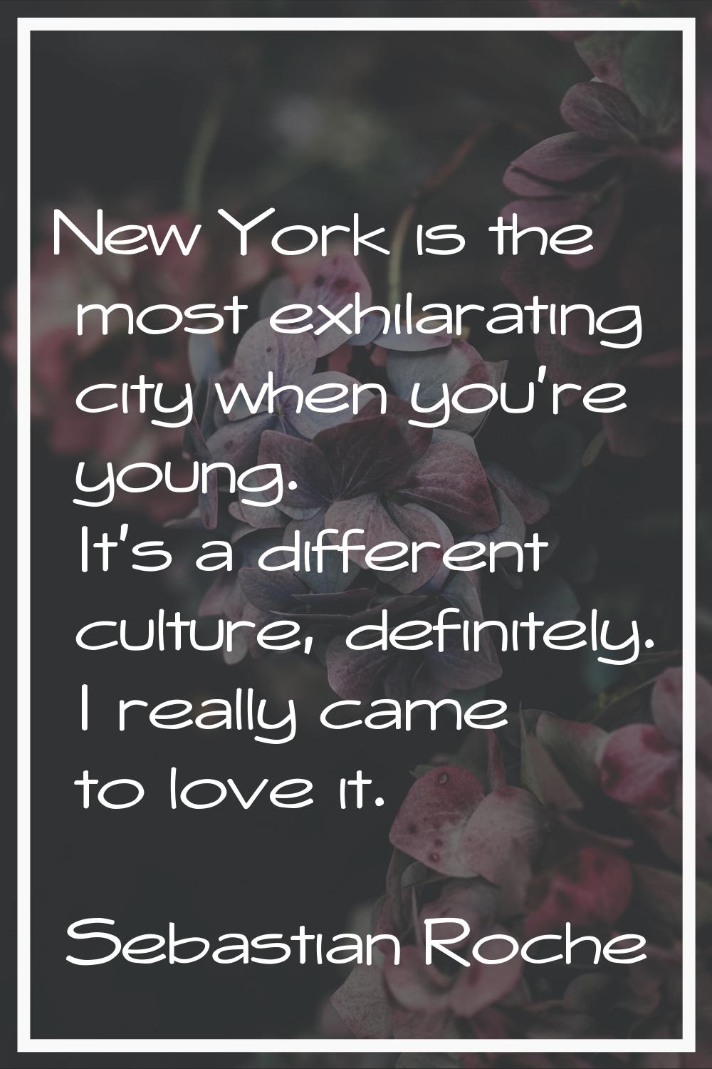 New York is the most exhilarating city when you're young. It's a different culture, definitely. I r